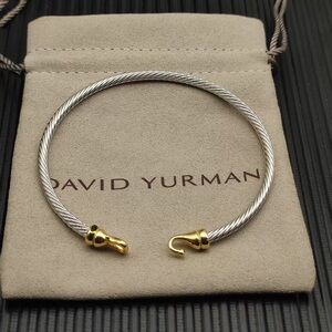 David Yurman Two-Tone Cable Bypass Bracelet - Silver & Gold